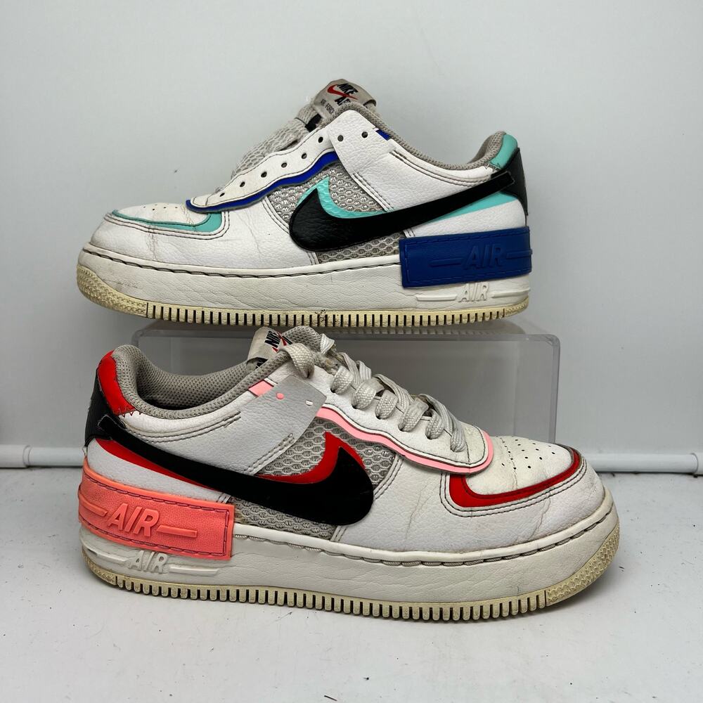 Nike Air Force 1 Shadow Shoes Womens 7.5 White Blue Classic Low Top Sneakers